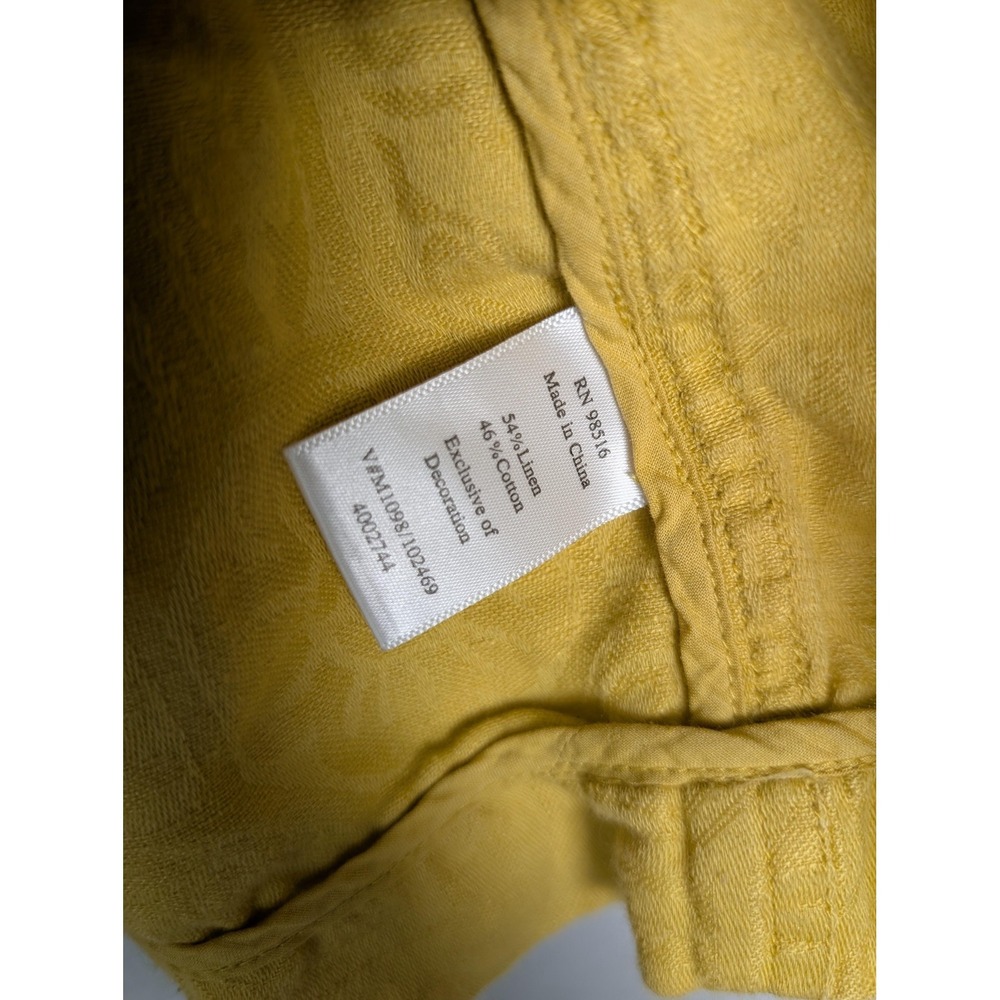 Coldwater Creek Jacket Womens 10 Yellow Linen Floral Pockets Short Sleeve - Picture 5 of 8